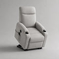 Poltrona reclinabile elettrica alzapersona in tessuto grigio chiaro con 2 portabicchieri, 88 x 92 x 105 cm