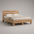 Letto matrimoniale rettangolare 160 x 200 cm in pino massello naturale con testiera e rete a doghe