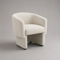 Poltrona imbottita in tessuto bianco crema con schienale curvo, 76 × 75 × 76 cm