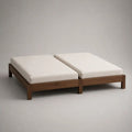 Set di 2 letti singoli 90 x 200 cm in legno color noce con 2 materassi in schiuma bianco crema