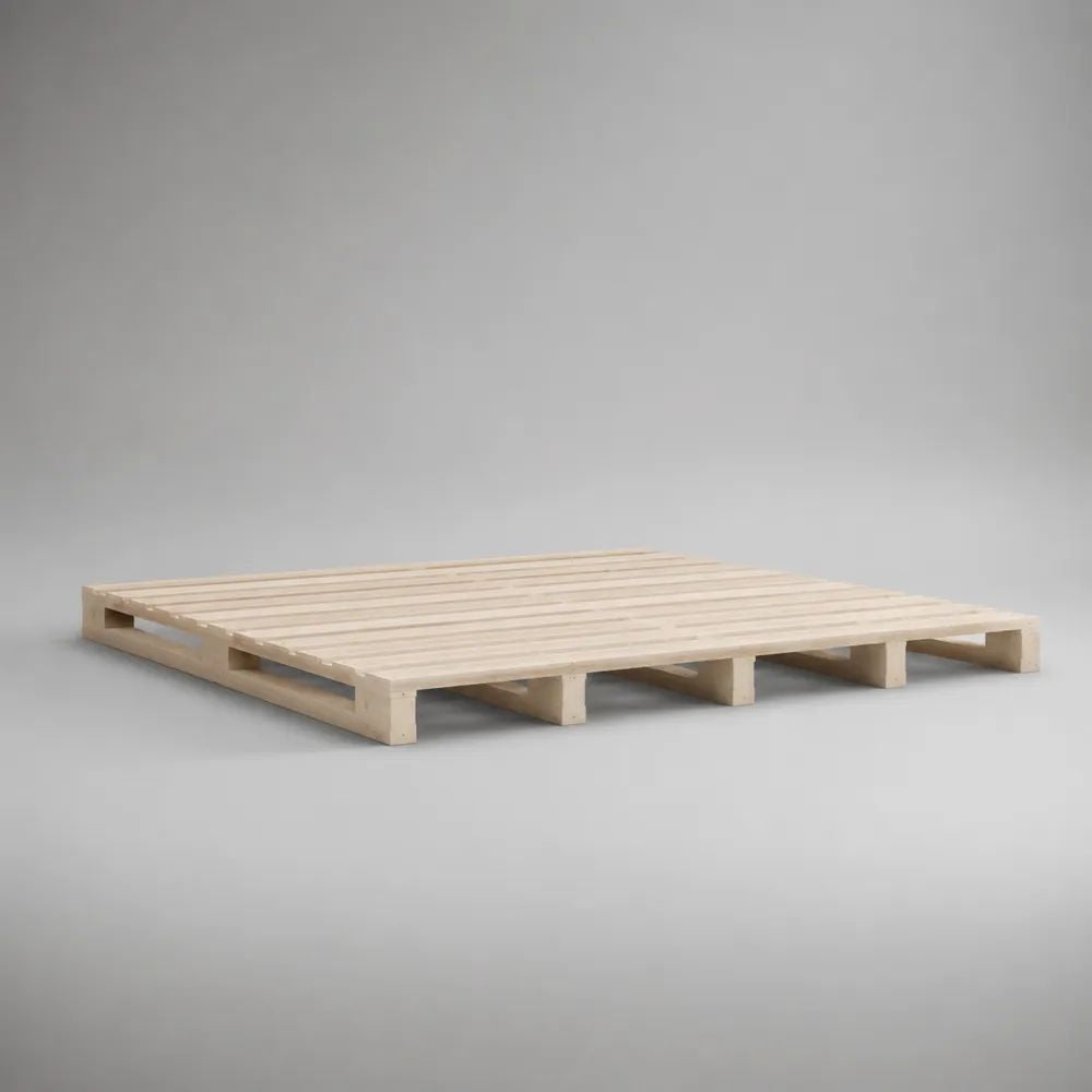 Struttura letto matrimoniale pallet 160 x 200 cm in legno massello di pino naturale, piattaforma bassa rettangolare a doghe