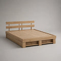 Letto matrimoniale in legno naturale con testiera e rete a doghe, per materasso 160 × 200 cm