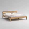 Letto matrimoniale 180 × 200 cm in legno massello, rovere naturale, con testiera a listelli e rete a doghe