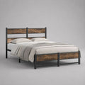 Letto matrimoniale 160 x 200 cm in acciaio e MDF, marrone e nero, dimensioni 207 x 166 x 100 cm