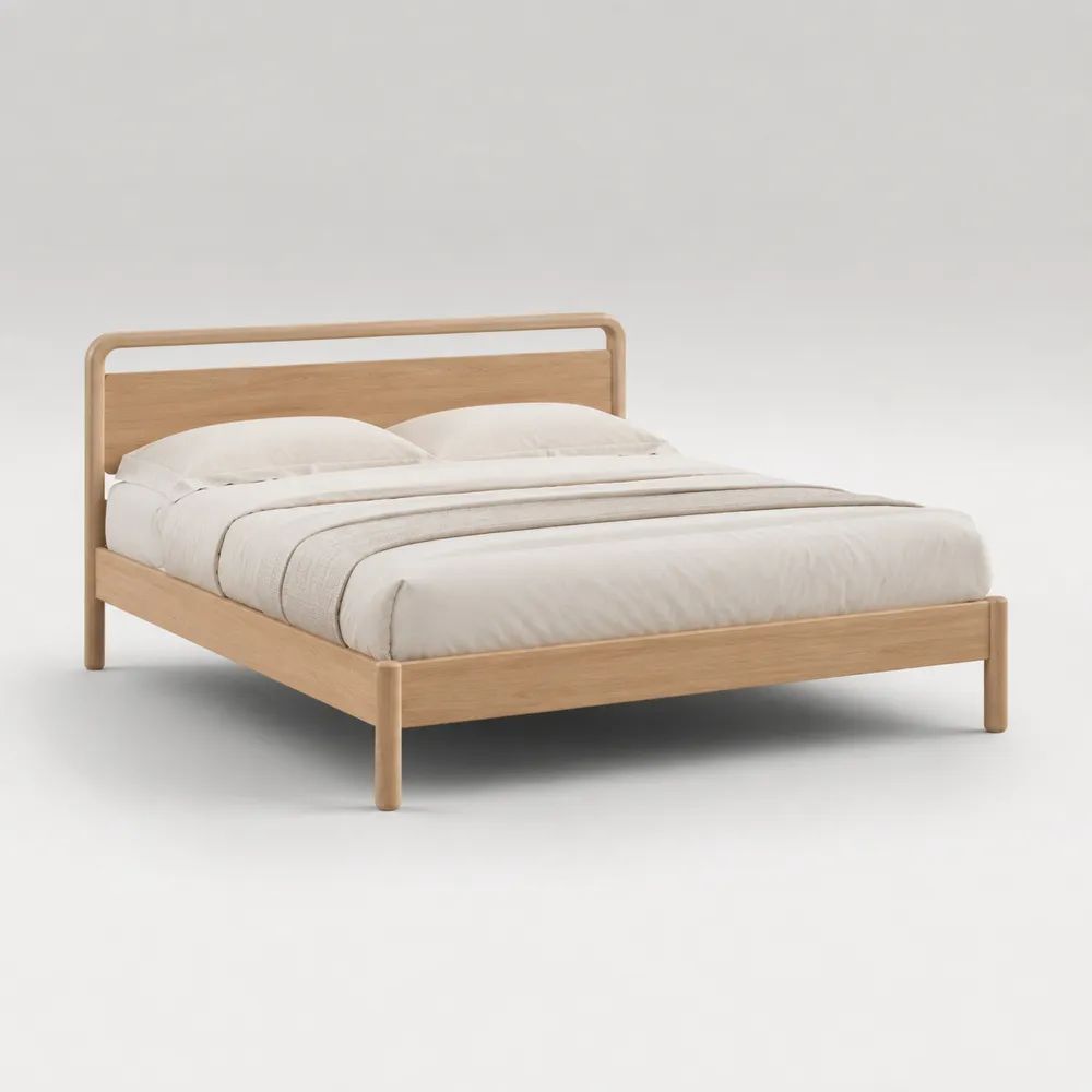 Letto matrimoniale in legno, rovere naturale, per materasso 160 × 200 cm, dimensioni 168 × 211 × 100 cm